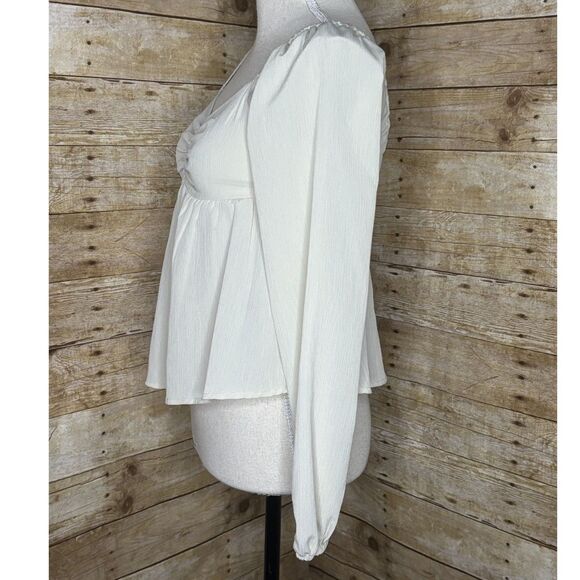 PLANT GOLD FLOWY CROPPED FUN BABYDOLL SEXY GIRL NEXT DOOR BLOUSE SIZE XS - Picture 2 of 3